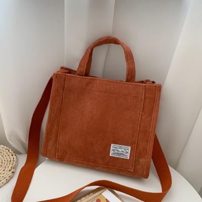Sac à bandoulière en velours côtelé pour femmes, fourre-tout décontracté en toile d'art rétro, sacs à main en coton avec fermeture éclair de luxe de styliste