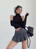 High Waist Pleated Mini Skirt with Belt Loops Casual Short Skirt for Women Schoolgirl Style Skater Skirt