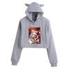 Jibaku Shonen Hanako-kun Crop Top Mikina s kočičími oušky pro dívky