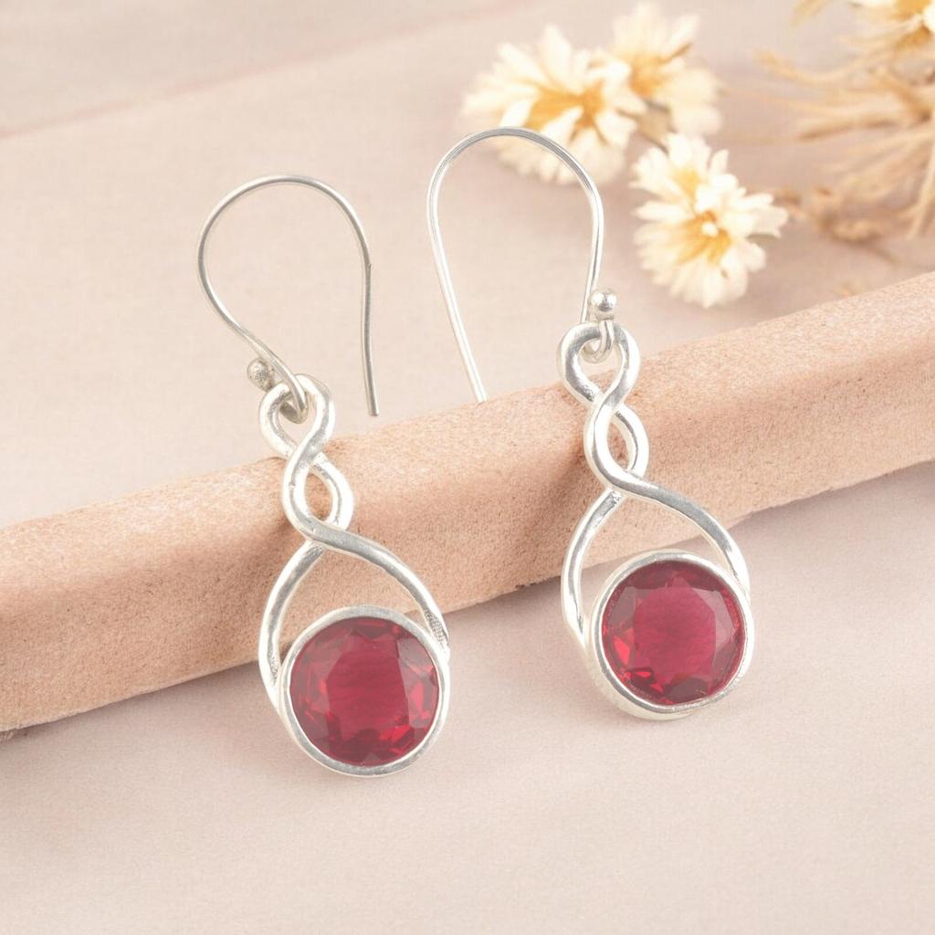 Natural Pink Rubellite Gemstone 925 Sterling Silver Handmade Designer Earrings CE-15-11