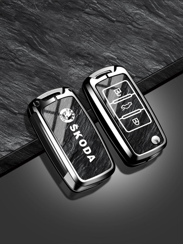 

2026 Hot For SKODA TPU Zinc Alloy Fiber Car Key Case Cover For VW Volkswagen Polo Tiguan Passat B5 B6 B7 Golf 4 5 6 MK6 Jetta La