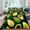 Fruit Duvet Cover Set, Cute Cartoon Avocado Decor 3 Piece Bedding Set with 2 Pillow Shams, Queen King Full Size, Paprika Green