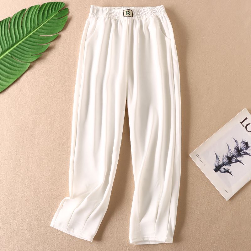 

G106 No Pilling High Waist Nine Points Casual Cotton Blend White 2XL