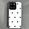Black Heart Pattern Phone Case for HONOR X8a 5G X8 X7d 4G X7c Acrylic Back TPU Bumper Shockproof Protective Cover, Minimalist Korean Style