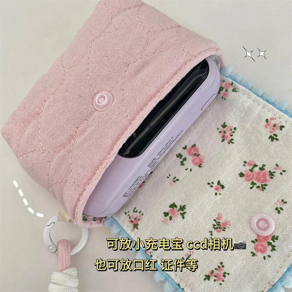 1pc Cute Student Coin Wallet Small Portable Earphone Card Key Storage Bag Floral Korean Ins Style Coin Purse Card Holder Bag
