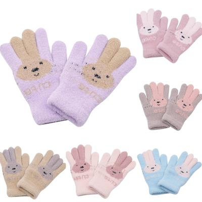 Winter Women Adult Plus Velvet Thickening Cute Cartoon Point Finger Gloves