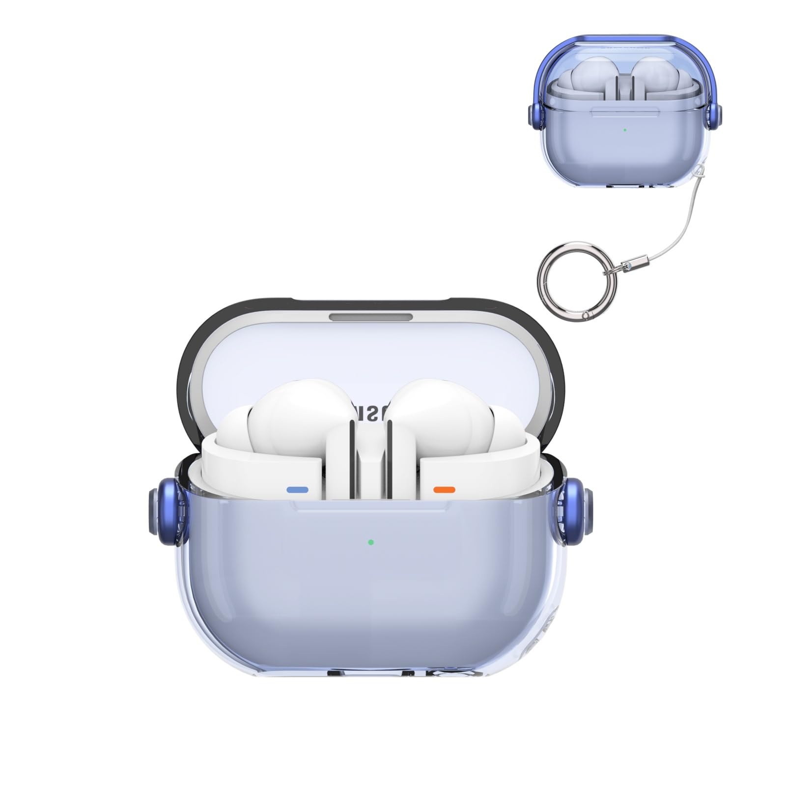 

For Samsung Buds 3 Pro Case Transparent Cover Case Secure Lock Phone Holder Fundas For Galaxy Buds 3 Case with Hook&Cleaning Kit For Galaxy Buds 3Pro зніміть синього кольору