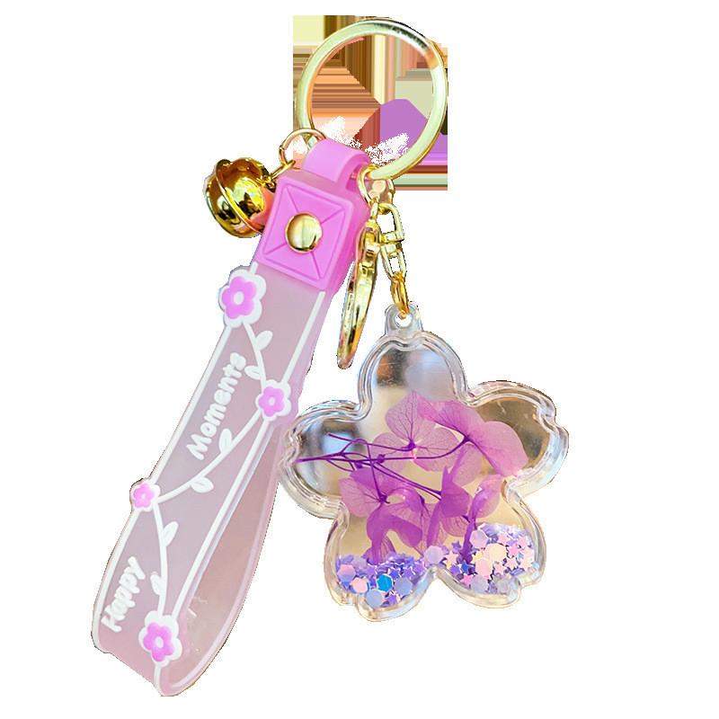 Charming Acrylic Keychain With Sakura Petals Oil Pendant Perfect For Gifts