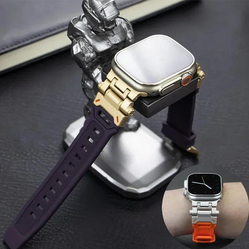 Silicone Sport Band for Apple Watch Ultra 49mm 45mm 42 44mm Rubber Strap for iWatch Series 9 8 7 Se 6 5 4 Ultra 2 49 Correa