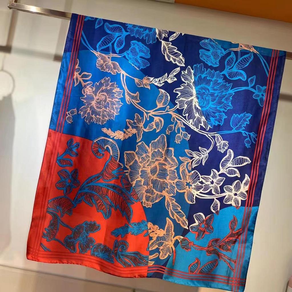 2023 Floral Ethnic Satin Silk Women’s Large Shawl & Scarf