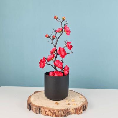 1 Pcs Artificial Cherry Blossom Bonsai Tree with Wooden Pot for Home Decor, Living Room