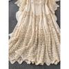 Hollow-out Hook Flower Half Sleeve Elegance Lady Knitting Dress