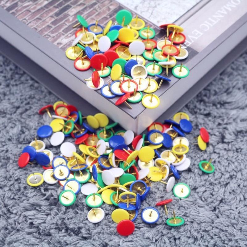 100Pcs Colors Push Pins Colorful Decorative Thumb Tacks Roundness Head Push Pins