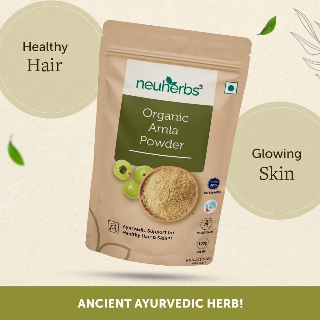 Neuherbs Organic Amla Powder For Hair Growth Ayurvedic Support For Healthy Hair | 100gm 0.2lbs