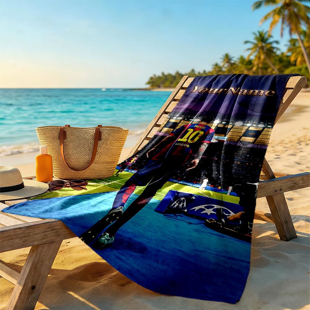 Messi Customized Name Beach Towel Quick-Dry Soft Microfiber Portable for SwimmingBeachCamping Travel Beach AccessoriesGym