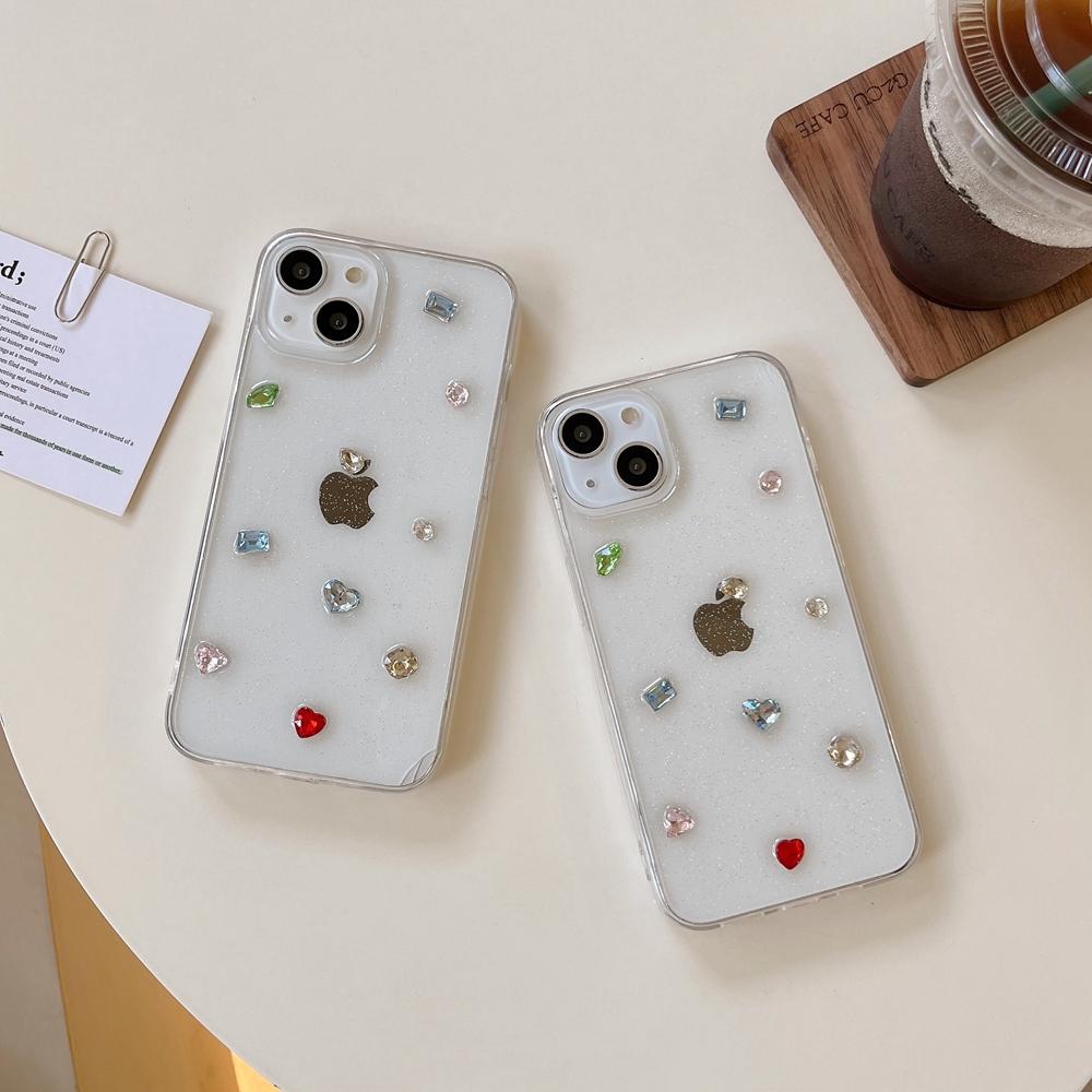 Söt Mini Färgglad Crystal Telefonfodral För Iphone 14 13 12 11 Pro Max Xr X Xs 7 8 Plus Se 2020 Glitter Paljett Klart Mjukt skal