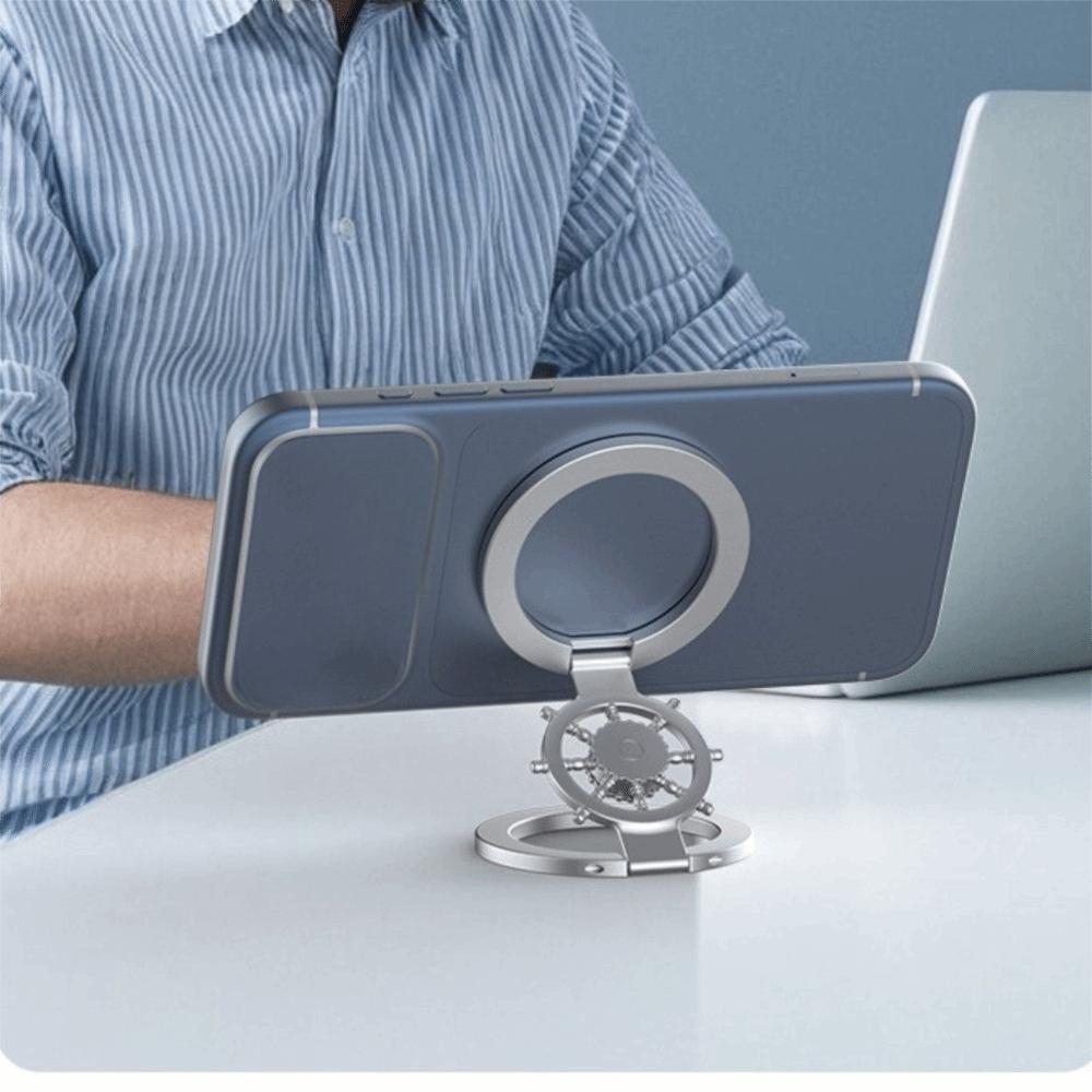 360 Rotating Magnetic Phone Holder Zinc Zinc Zinc Alloy Foldable Phone Grip Phone Ring Holder Desk Use