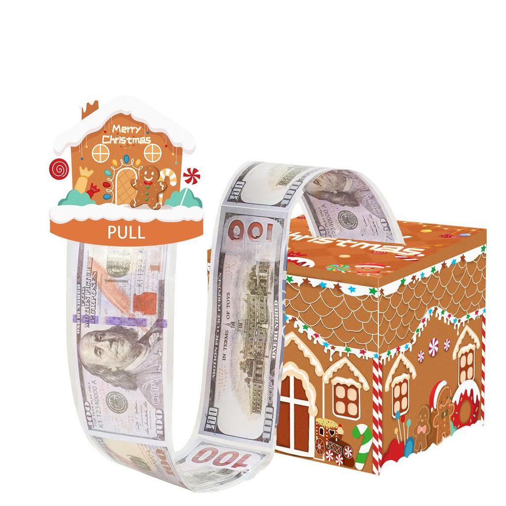 Gingerbread Man Pattern Christmas Theme Holiday Decor Paper Gift Box Money Box