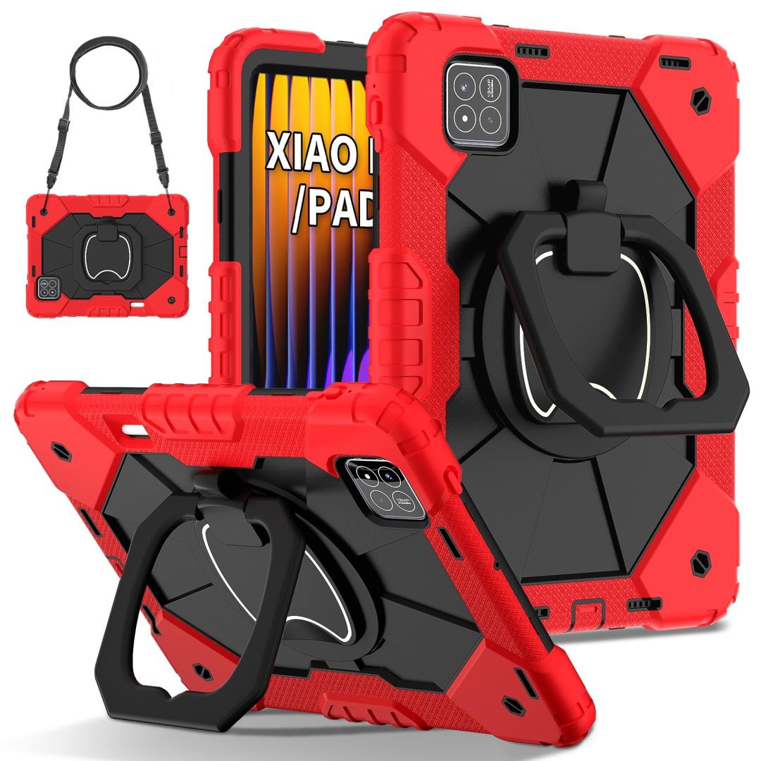 

Для Xiaomi Pad 7 / Xiaomi Pad 7 Pro.360° вращающаяся рукоятка прочная защитная подставка TPU+PC 3в1 противоударный противоударный чехол для планшета и ПК Xiaomi Pad 7 красный