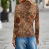 Women's Fashion Casual Lapel Short Long Sleeve Print Shirt Women's Button Up Tops