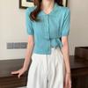 Knit Sweater Short Sleeve Tops Summer Thin Design Pink Hollow High Waist Short Paragraph Casual Essential Comfort and Style Slim Fit Pullovers Tees