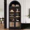 Buffet alto com prateleiras ajustáveis e gavetas, com vidro transparente e grande espaço de armazenamento, ideal para sala de jantar, sala de estar e cozinha (Preto)