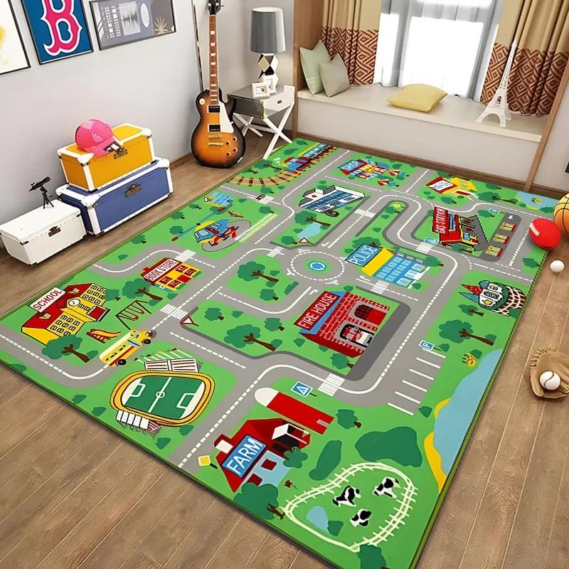 Kids Rug Carpet Playmat City Life Learn Have Fun Safe,Children's Educational,road Traffic System,Play Mat for Bedroom Playroom