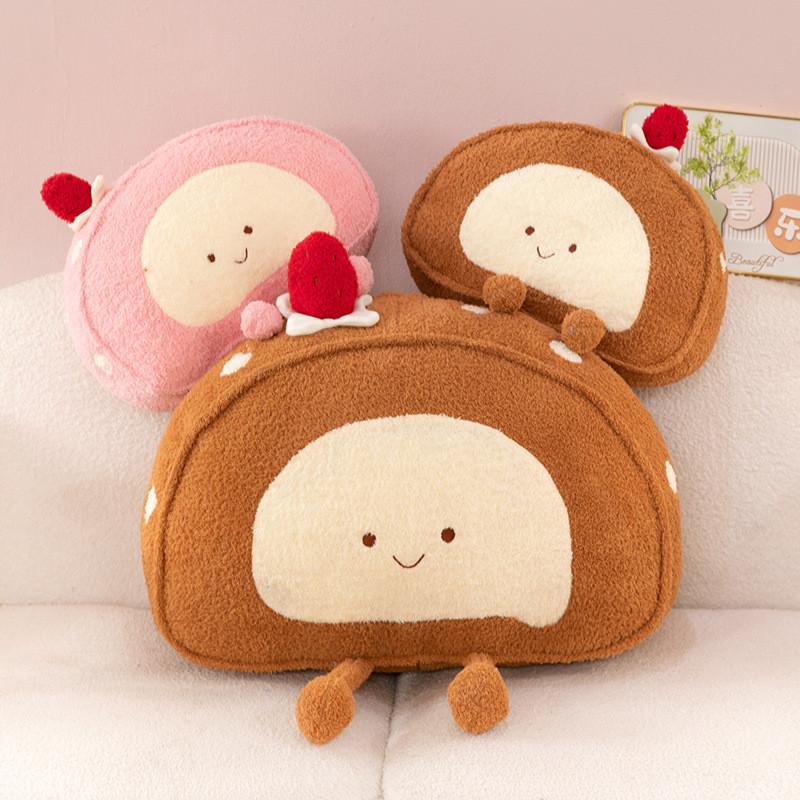 Cute Swiss Roll Plush Doll Pillow With Short Plush Fabric For Bedroom Decor And Comfort