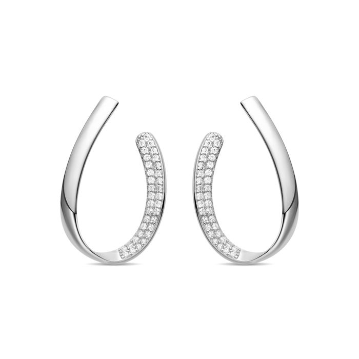 Boucles d'oreilles Luxenter en argent 925 avec zircons brillants plaqués finition en rhodié - Omo