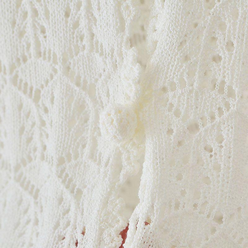 Summer Women's Cut-out Knit Sweater Thin Short Three-quarter Sleeve Sunscreen Cardigan