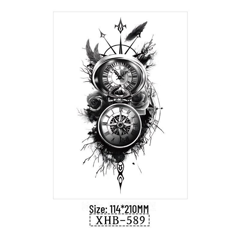 

Водонепроникні Чорні Тату-наклейки на півруки з тваринами 114*210MM