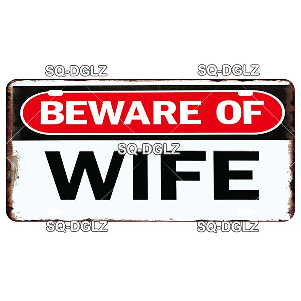 SQ-DGLZ Warning Beware Of License Plate WIFI Tin Sign State Wall Decoration Metal Sign Home Decor Painting Plaques Art Poster