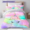 Colorful Uni-horse Pattern Bedding Quilt Set Quilt Cover Pillowcase Home Decoration Gift (1 * duvet cover + 2 * pillowcase, without core)