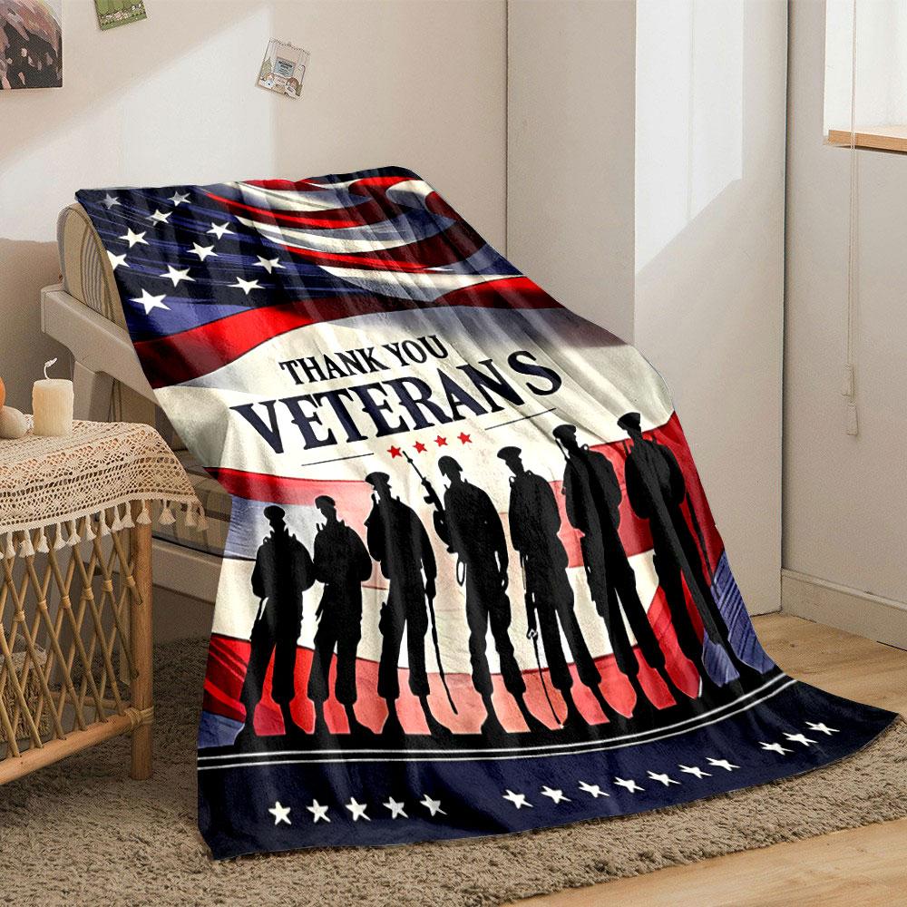 Thank You Veterans Flag Print Blanket bedroom Blanket for Livingroom Couch lunch break Soft throw for Friend's festival Gift