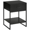 Nightstand Side Table With 1 Drawer And Storage Shelf For Bedroom Living Room Office 45x40x60 Cm Black