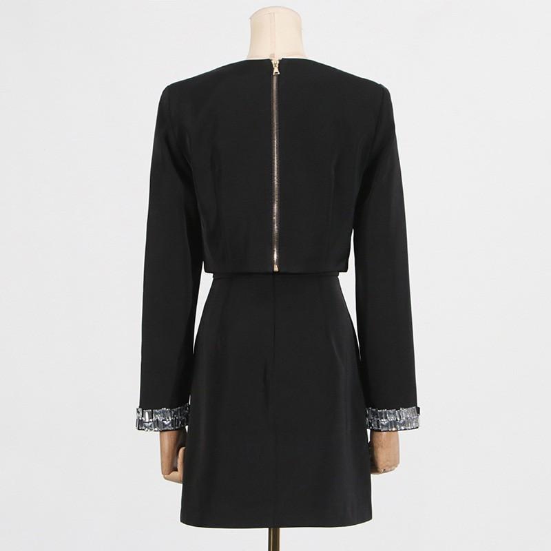 Celebrity Style Heavy Industry Short Top + Hip Skirt Slim High-quality Suit