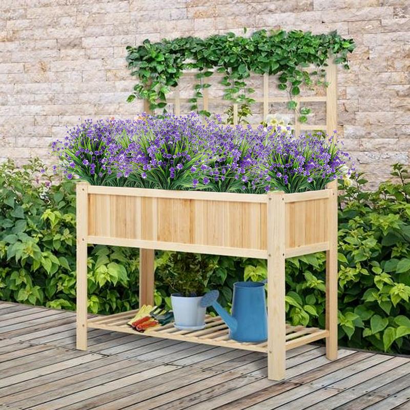 10 Bundles Artificial Flowers UV Resistant Faux Outdoor Plastic Greenery Shrubs Plants Home Garden Decor