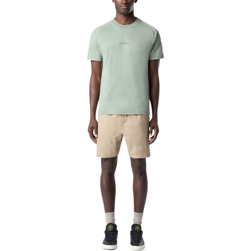 STONE ISLAND Logo Slim Fit Tričko s kulatým výstřihem Pánské Topy Šalvějově zelená K1S152100020S0080-V0055