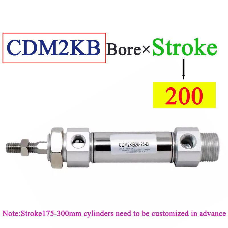 Stainless Steel Pneumatic Cylinder CDM2KB Mini Hexagonal Piston Rod Anti Rotation CDM2KB20/25/32/40-50X75X100X150X200X300