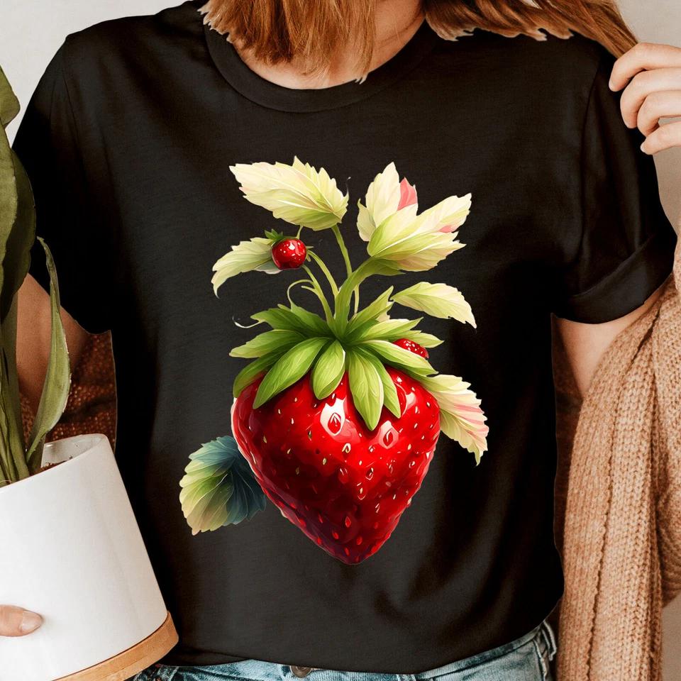 Strawberry Fruit Gifts For Her Vegan Botanical Novelty Womens T Shirts