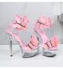 Strap Shoes Butterfly Sexy Super High Heels 15CM Thin Heel Waterproof Platform Sandals Transparent Crystal LFD