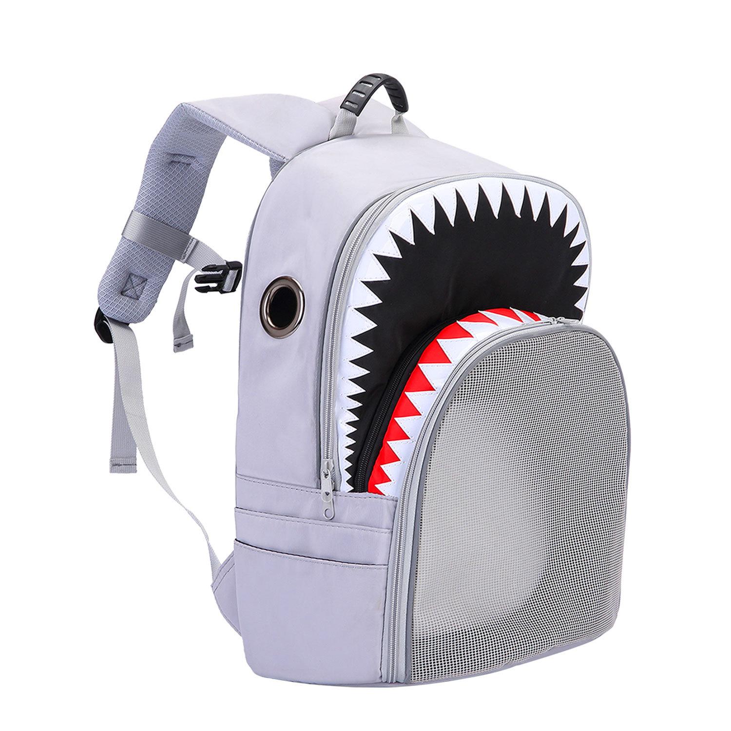 

Transparent Shark Pet Backpack Breathable Cat Dog Bag Outdoor Travel Portable Shoulder Bag Pet Backpack грязно-белый