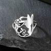 My Shape Hummingbird Flower Rings for Women Birds Bell Flower Steel Color Finger Ring Lucky Fashion Stainless Steel Jewelry Gift