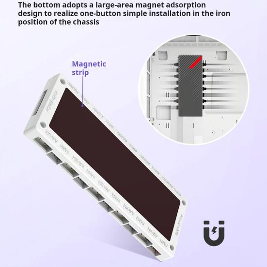 ARGB Fan Hub Ports PWM Temperature with 10 Control Speed Regulation Energy Saving