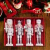 4 Stück Holz Weihnachtsnussknacker Soldat für Feiertagsdeko Dekorativ Tragbar Handgefertigt Weihnachtsgeschenk Sammlung Tischdekoration