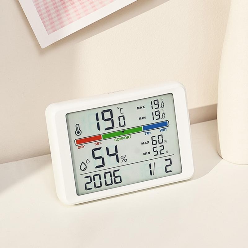 Magnetische Hänge-Digitaluhr mit Innenraumtemperatur- und Luftfeuchtigkeitsanzeige Großer LCD-Bildschirm für Schreibtisch, Wand, Kühlschrank