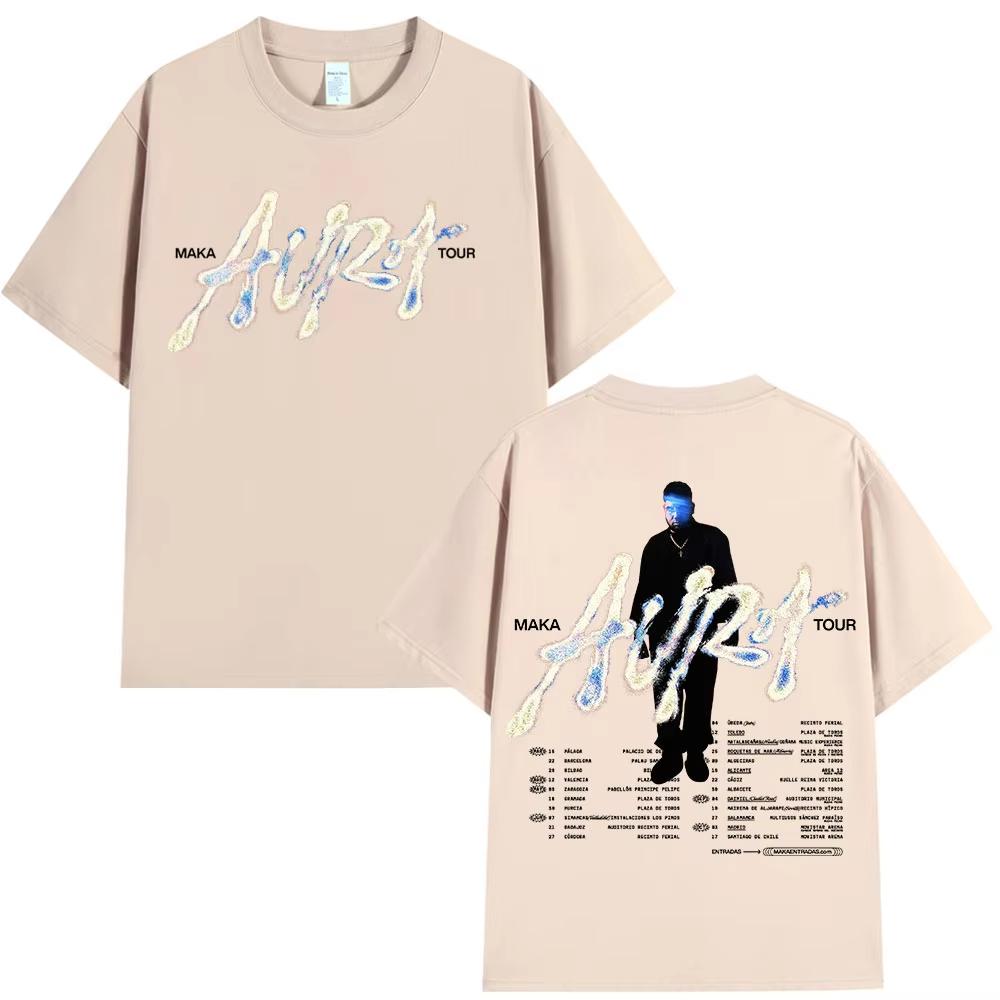 Rapper Maka 2025 Aura Tour Merch T-shirt Men Women Fashion Vintage T-shirts Casual Cotton O-Neck Short Sleeve T Shirt Streetwear