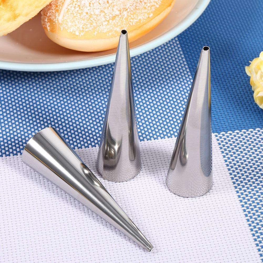 3pcs Pack Stainless Steel NOn Stick Dessert Cannoli Croissant Tubes Baking Tool Mold (L)