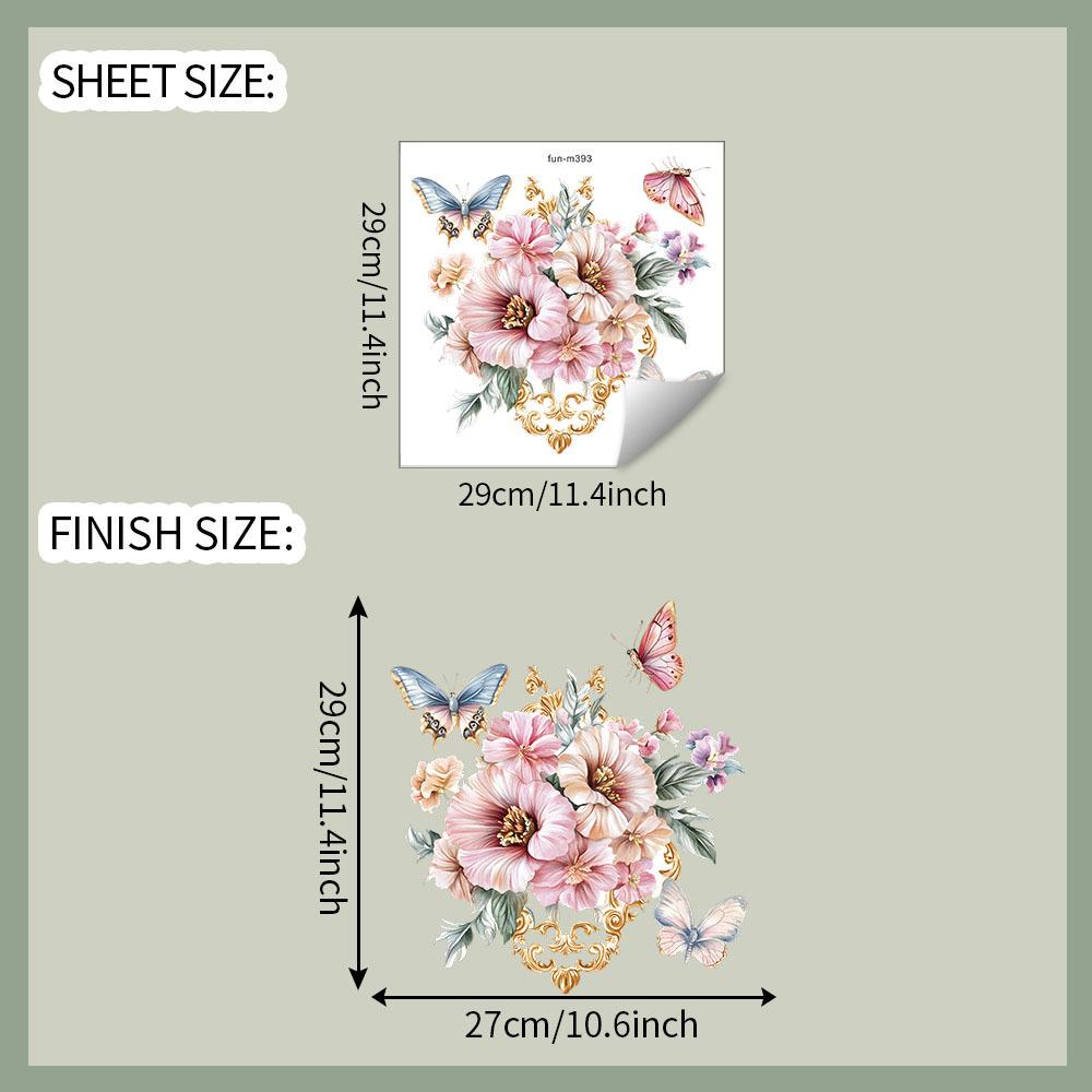 

Акварельные Наклейки на Цветы, Бабочки, Листья для Ванной, Туалета и Унитаза для Украшения fun-m393