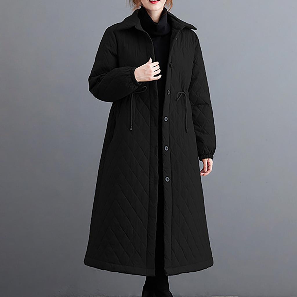 Damen Und Winter Baumwolljacke Cardigan Lang Einfarbig Jacke